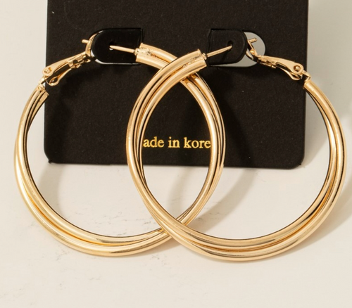 Layered Tube Latch Hoop Earrings