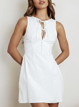 Load image into Gallery viewer, Tie Front Keyhole Mini Dress