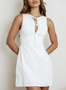 Tie Front Keyhole Mini Dress