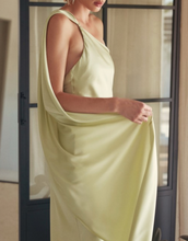 Load image into Gallery viewer, One Shoulder Draped High Slit Maxi Dress