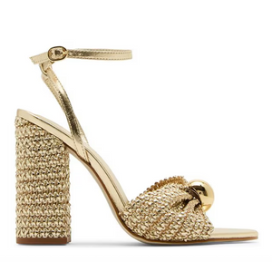 Ankle Strap Woven Block Heel