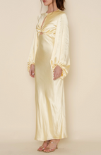 Load image into Gallery viewer, Round Neck Knot Balloon Sleeves Maxi Dress