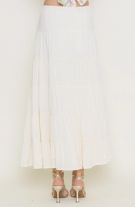 Drawstring Tiered Maxi Skirt