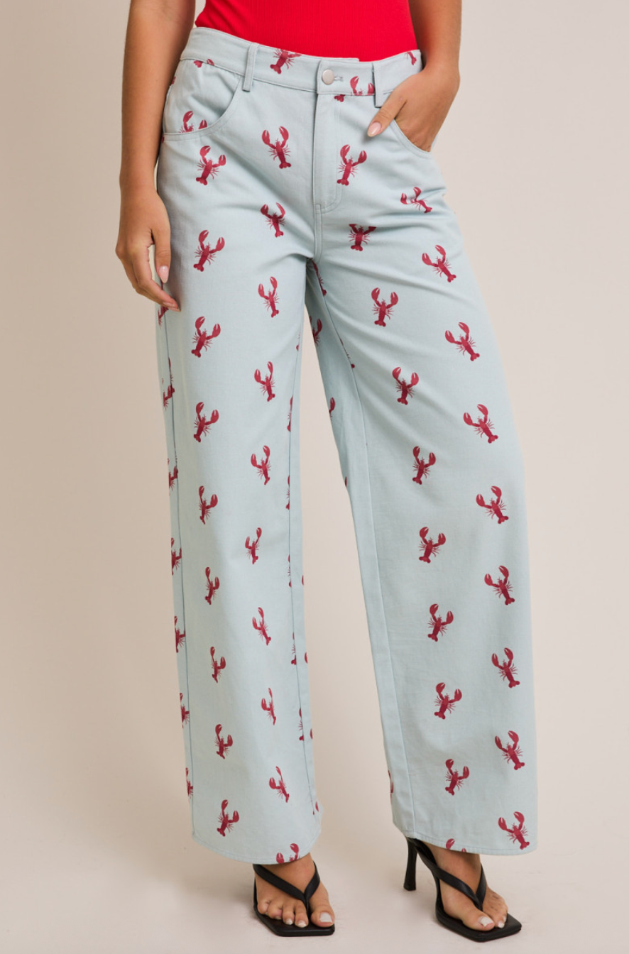 High Waisted Lobster Wide Leg Pants