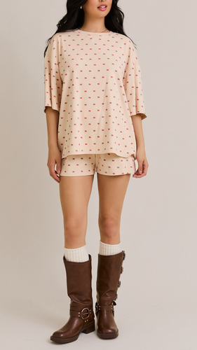 Drop Shoulder American Flag PJ Short Set