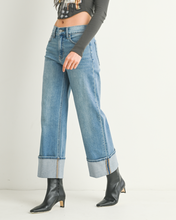 Load image into Gallery viewer, Cuffed Slim Wide Leg Jeans