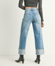 Load image into Gallery viewer, Cuffed Slim Wide Leg Jeans