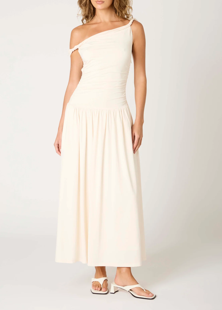 Asymmetrical One Shoulder  Midi Dress