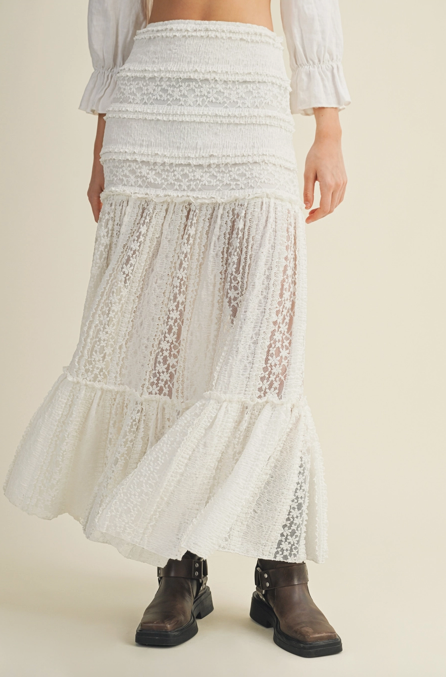 Tiered Lace Maxi Skirt