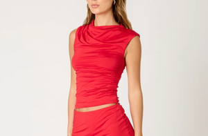 High Draped Mock Neck Top