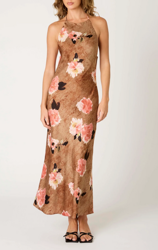 Halter Floral Midi Dress