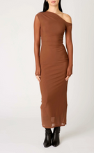 Load image into Gallery viewer, One Shoulder Mesh Bodycon Midi Dress