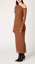 Load image into Gallery viewer, One Shoulder Mesh Bodycon Midi Dress