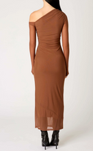 Load image into Gallery viewer, One Shoulder Mesh Bodycon Midi Dress