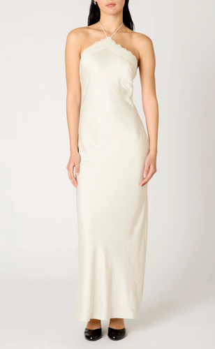 Halter Lace Trim Maxi Dress