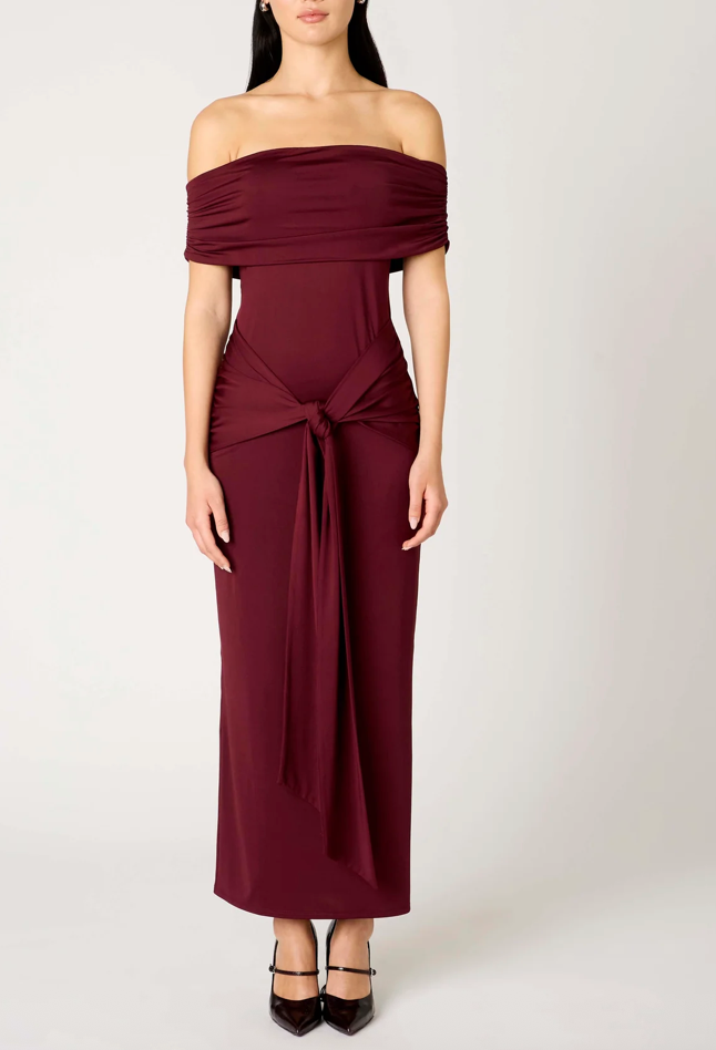 Off Shoulder Knot Maxi Dress