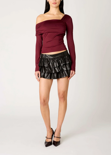 Asymmetrical Ruched Off Shoulder Top