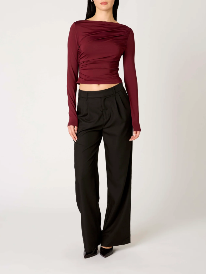 Ruched Bateau Neck Top