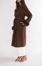 Load image into Gallery viewer, Fur Cuff Wrap Coat