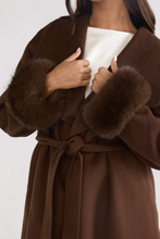 Load image into Gallery viewer, Fur Cuff Wrap Coat