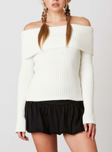 Load image into Gallery viewer, Off Shoulder Foldover Ribbed Sweater