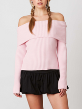 Load image into Gallery viewer, Off Shoulder Foldover Ribbed Sweater