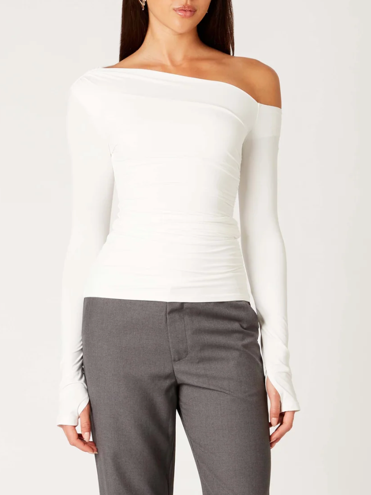 Asymmetrical One Shoulder Long Sleeve Top