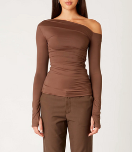 Asymmetrical One Shoulder Long Sleeve Top