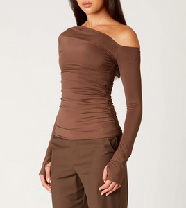 Asymmetrical One Shoulder Long Sleeve Top