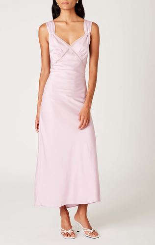 V Neck Satin Maxi Dress