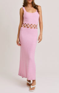 Square Neck Sleeveless Crochet Midi Dress