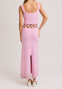 Square Neck Sleeveless Crochet Midi Dress