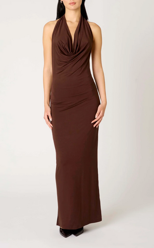 Halter Cowl Neck Bodycon Maxi Dress