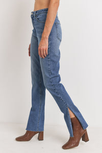 Side Slit High Rise Vintage Denim Jeans
