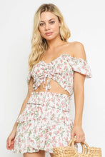 Load image into Gallery viewer, Print Smocked Ruched Balloon Sleeve Crop Top