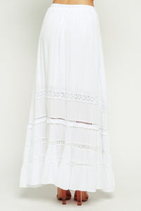A Line Macrame Tassel Drawstring Maxi Skirt