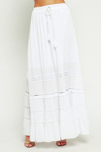 A Line Macrame Tassel Drawstring Maxi Skirt