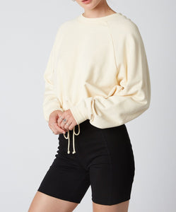 Drawstring French Terry Pullover Cropped Sweatshirt