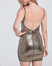 Load image into Gallery viewer, Sequin Bodycon Open Back Mini Dress