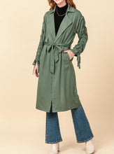 Load image into Gallery viewer, Ruched Tie Sleeve Trench Coat