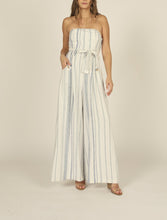 Load image into Gallery viewer, Linen Vertical Stripe Wide Leg Strapless Jumpsuit