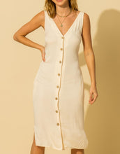 Load image into Gallery viewer, V Neck Sleeveless Button Midi Dress