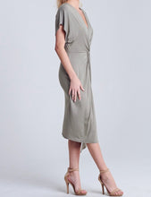 Load image into Gallery viewer, Twist Deep V Neck Front Slit Midi Dress