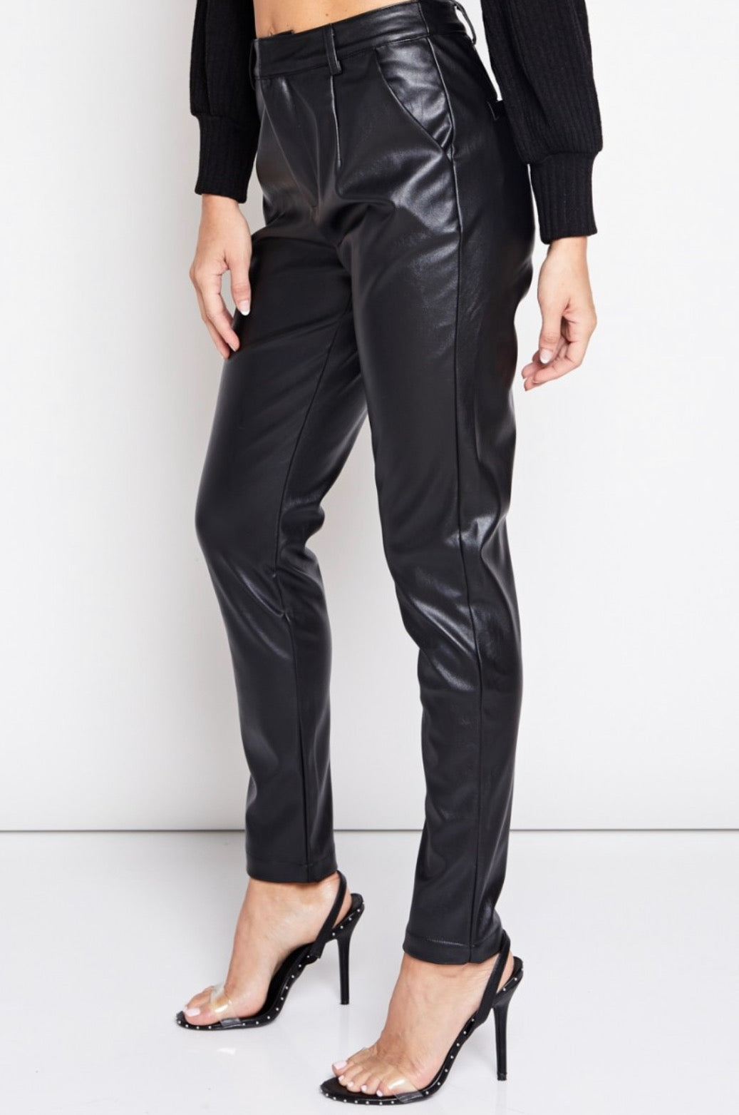 Faux Leather Center Seam Trousers – shop hey chick