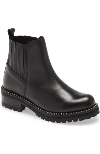 Leather Lug Sole Studded Chelsea Boot