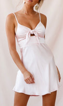 Load image into Gallery viewer, Satin Tie A Line Mini Dress