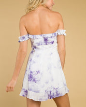 Load image into Gallery viewer, Tie Dye Off The Shoulder Fit Flare Ruffle Mini Dress