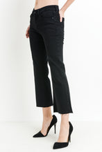 Load image into Gallery viewer, Mid Rise Raw Hem Stretch Side Flare Cropped Denim Pants