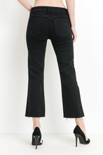 Load image into Gallery viewer, Mid Rise Raw Hem Stretch Side Flare Cropped Denim Pants