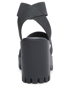 Elastic Lug Sole Ankle Strap Sandal
